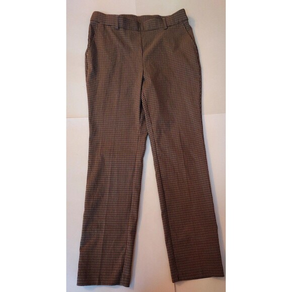 NWT Ladies Rafaella Black/Tan Micro Plaid Straight Hi Rise Dress Pants Size 12 - Picture 2 of 8